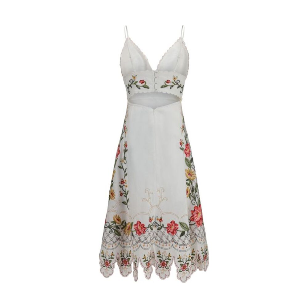 Farm Rio Women Embroidered Midi Dress With Asymmetrical Hem - Picture 2 of 3